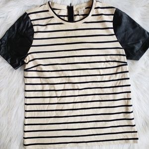 J. Crew Leather Short Sleeve Top